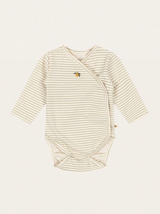Bawełniane body kopertowe z certyfikatem GOTS Tea Stripe