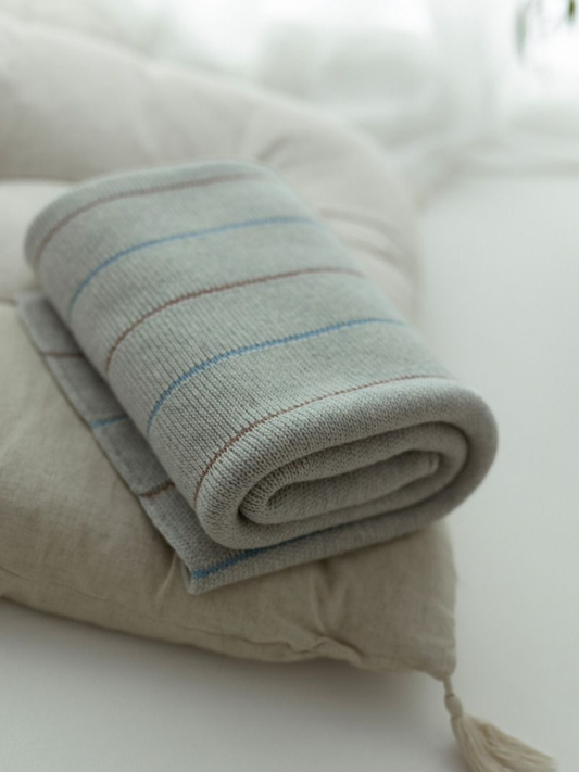 Kocyk z wełny merino Lines - premium collection Light Grey