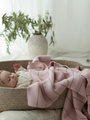 Kocyk z wełny merino Lines - premium collection Powder Pink