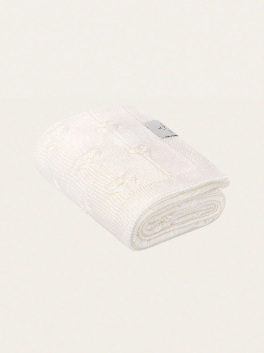 Kocyk Floral z wełny merino My Memi - premium collection Cream