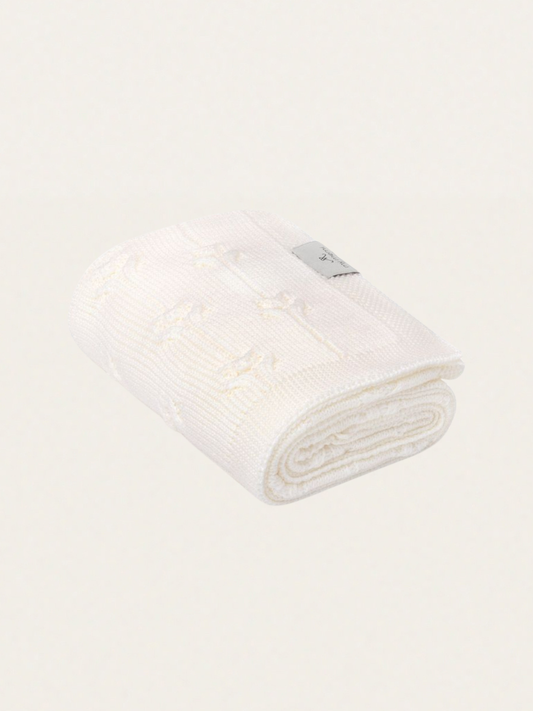 Kocyk Floral z wełny merino My Memi - premium collection Cream