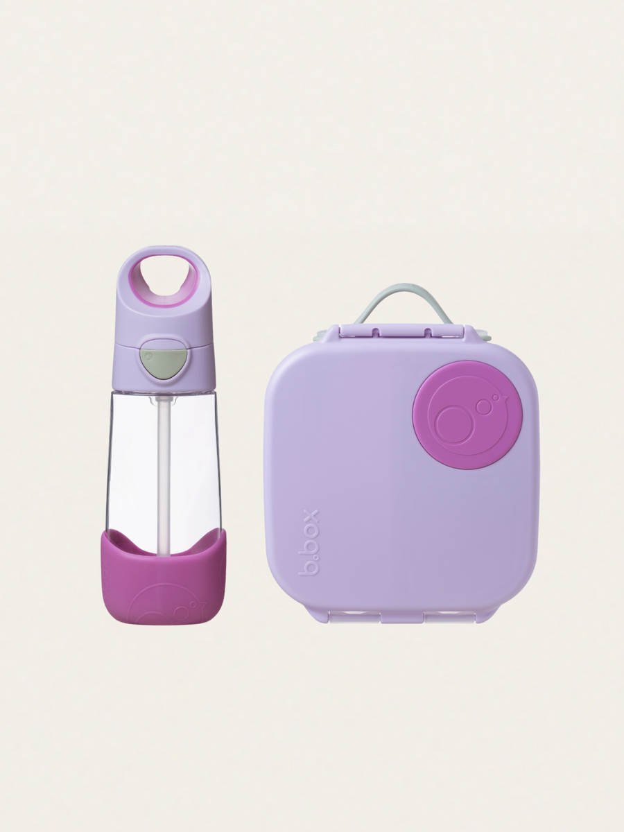 Zestaw mini lunchbox + butelka tritanowa ze słomką 450 ml Sugar Plum