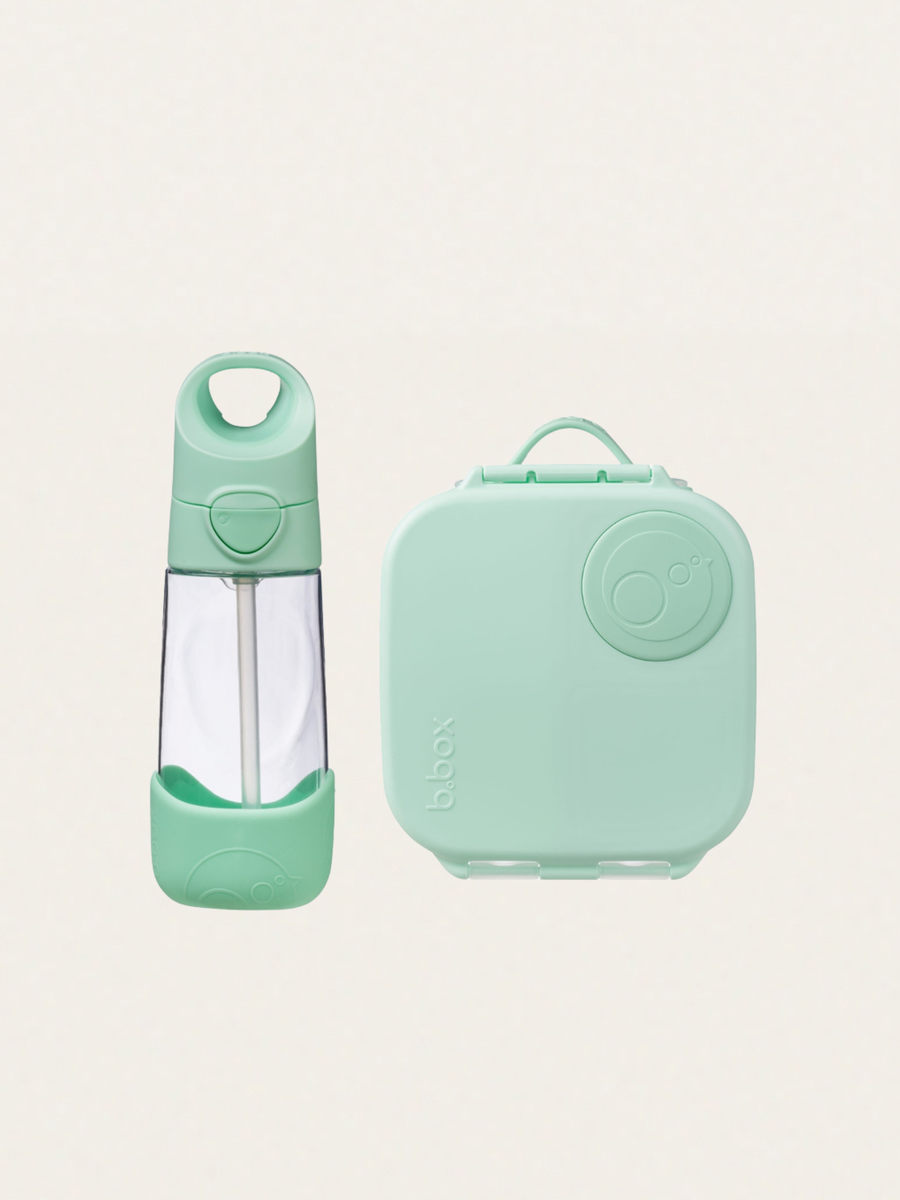 Zestaw mini lunchbox + butelka tritanowa ze słomką 450 ml Spearmint