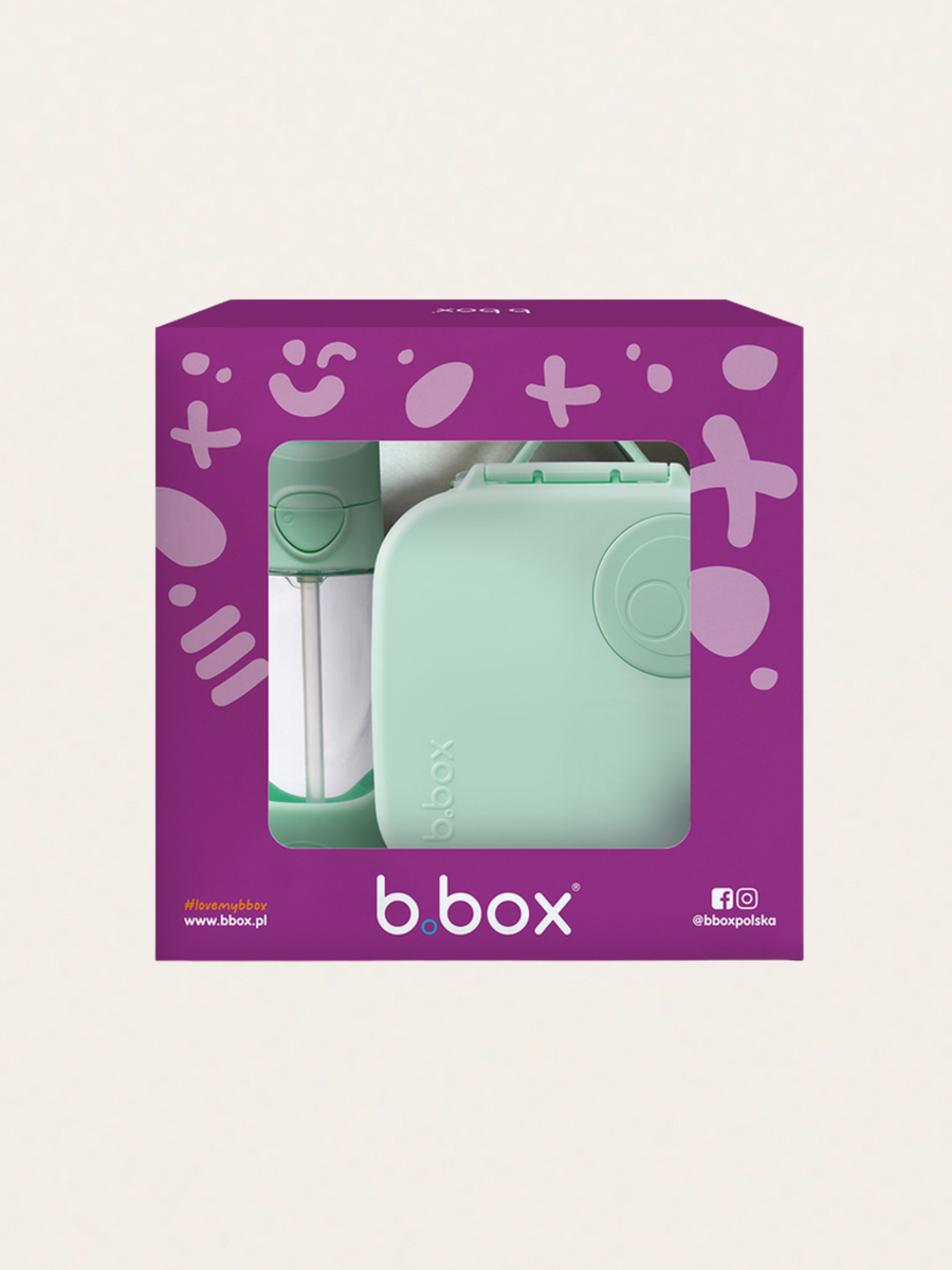 Zestaw mini lunchbox + butelka tritanowa ze słomką 450 ml Spearmint
