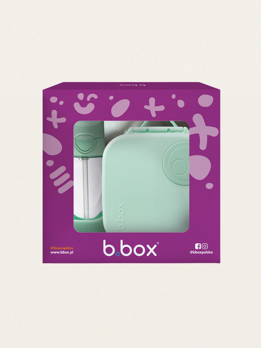 Zestaw mini lunchbox + butelka tritanowa ze słomką 450 ml Spearmint