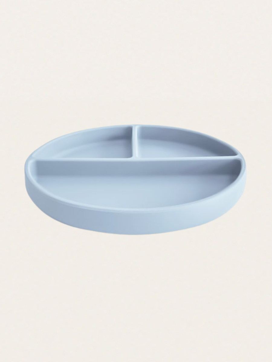 Silicone three-part plate with suction cup