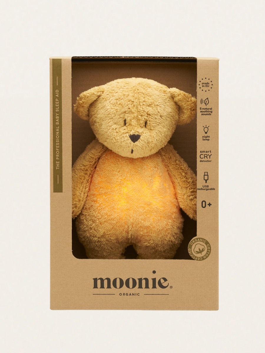 Szumiący miś Moonie Organic 2.0 z lampką nocną Honey