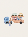 Wooden trailer with cars
