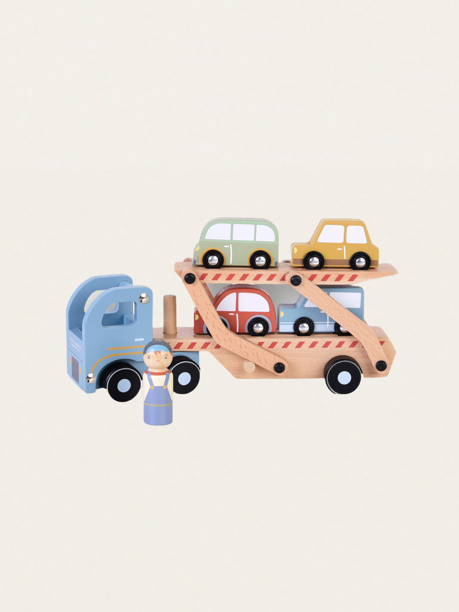 Wooden trailer with cars