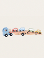 Wooden trailer with cars