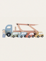 Wooden trailer with cars