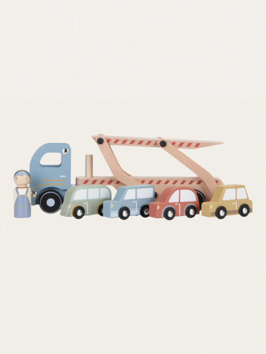 Wooden trailer with cars