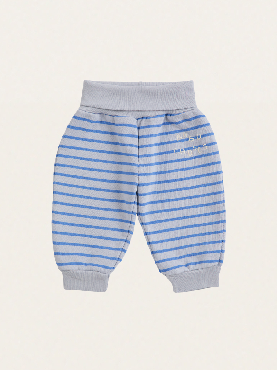 Bawełniane spodnie joggersy Baby Bobo Choses Stripes Blue