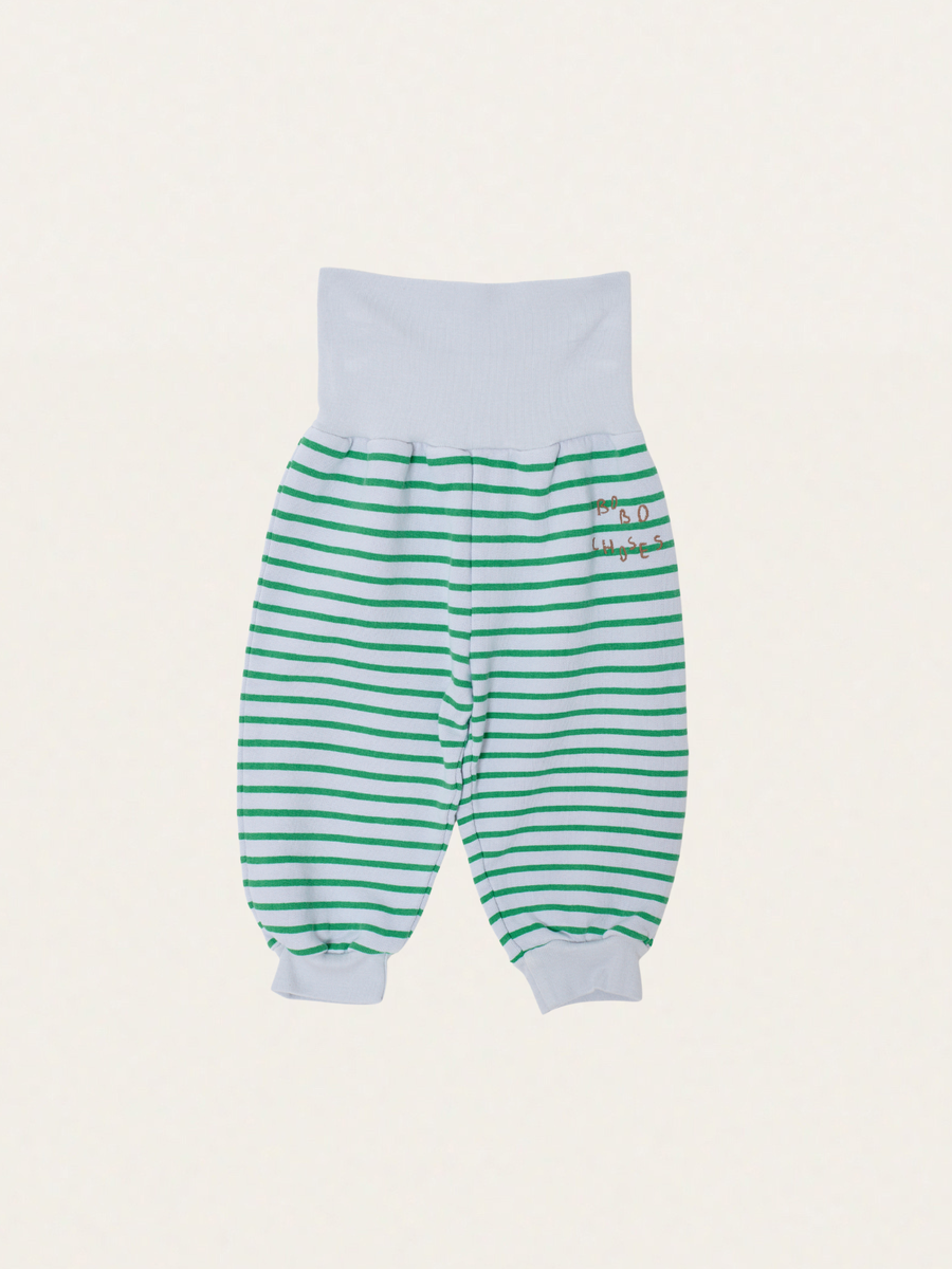 Bawełniane spodnie joggersy Baby Bobo Choses Stripes Green