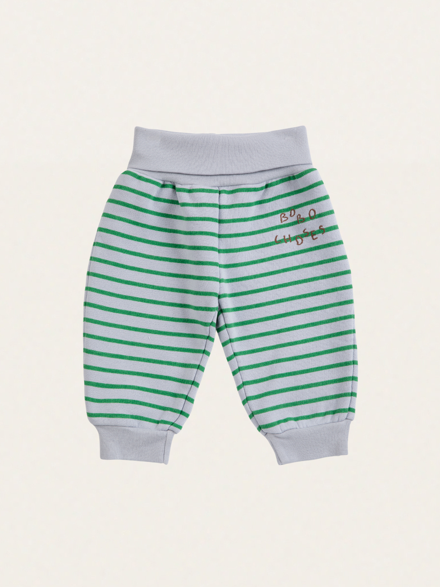 Bawełniane spodnie joggersy Baby Bobo Choses Stripes Green