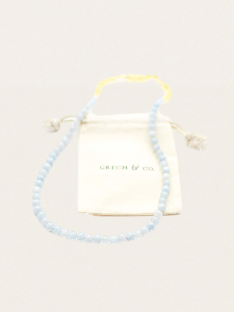 Aquamarine Baltic amber necklace 