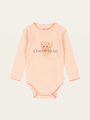 Bawełniane body z długim rękawem Minnie Pale Blush