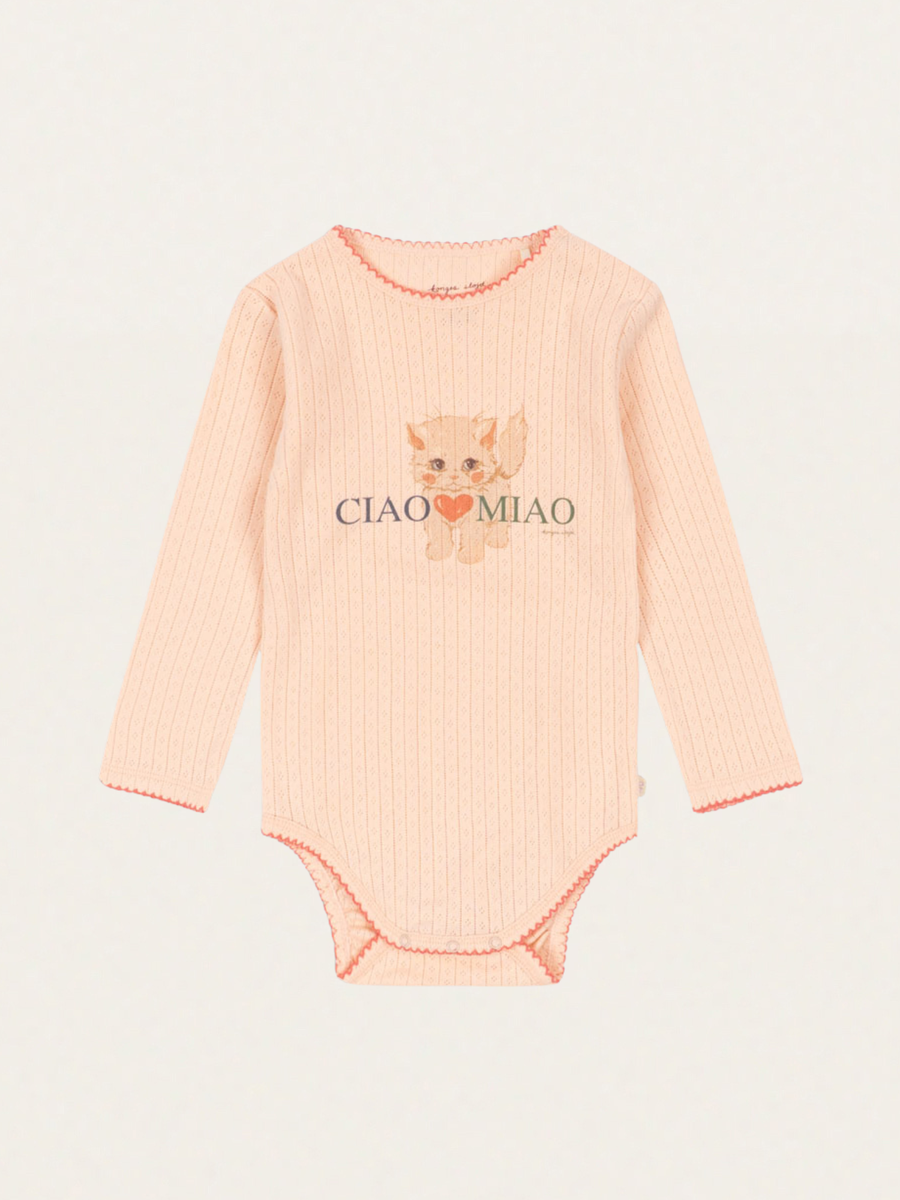 Bawełniane body z długim rękawem Minnie Pale Blush