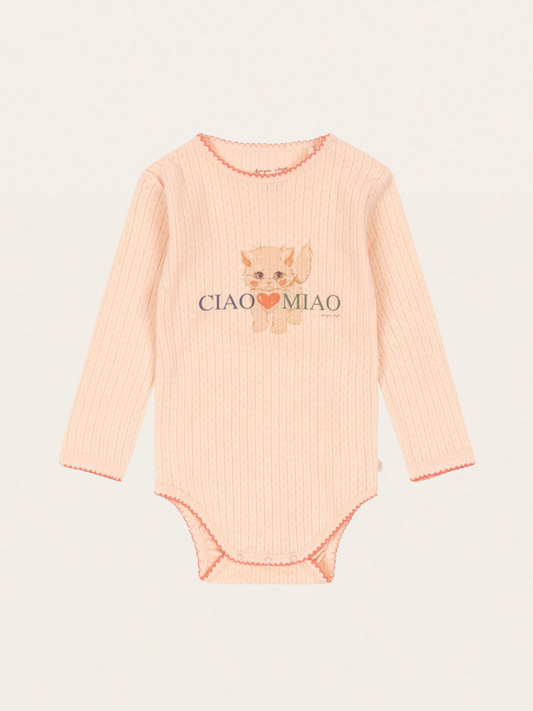 Bawełniane body z długim rękawem Minnie Pale Blush