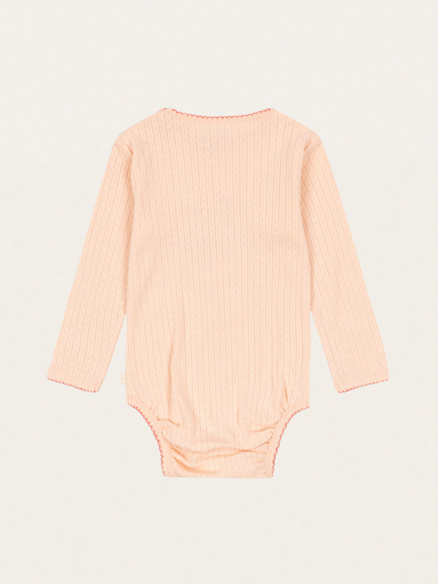 Bawełniane body z długim rękawem Minnie Pale Blush