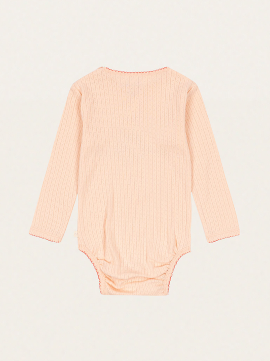 Bawełniane body z długim rękawem Minnie Pale Blush