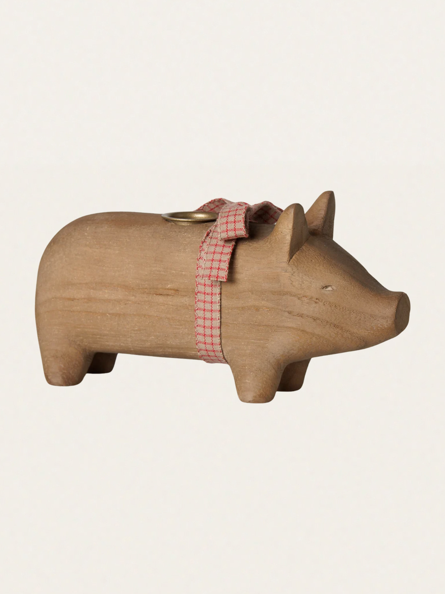 Świecznik bożonarodzeniowy - Pig candle holder Medium Nature