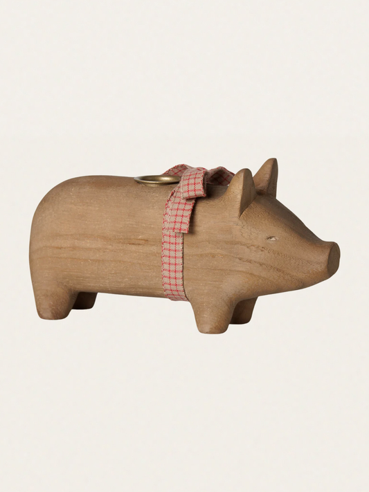 Świecznik bożonarodzeniowy - Pig candle holder Medium Nature