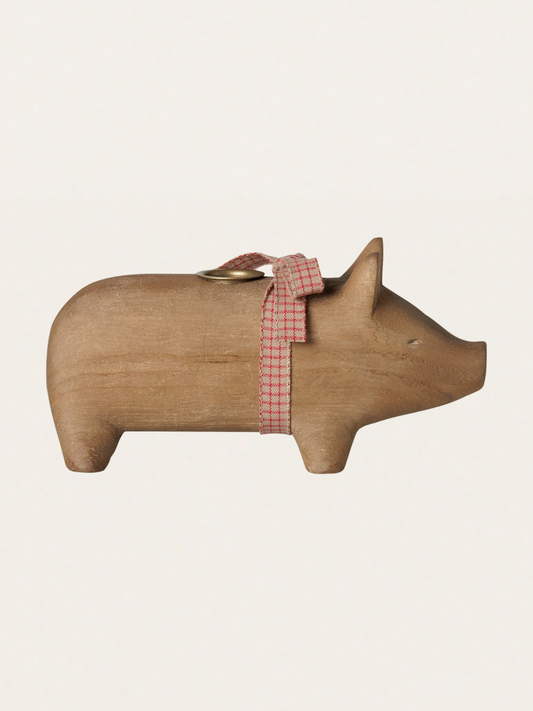 Świecznik bożonarodzeniowy - Pig candle holder Medium Nature