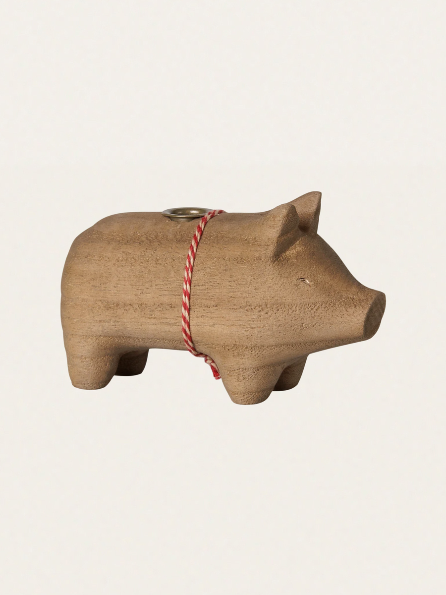 Świecznik bożonarodzeniowy - Pig candle holder Small Nature