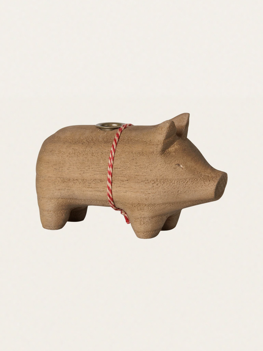 Świecznik bożonarodzeniowy - Pig candle holder Small Nature