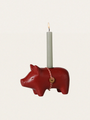 Świecznik bożonarodzeniowy - Pig candle holder Small Red