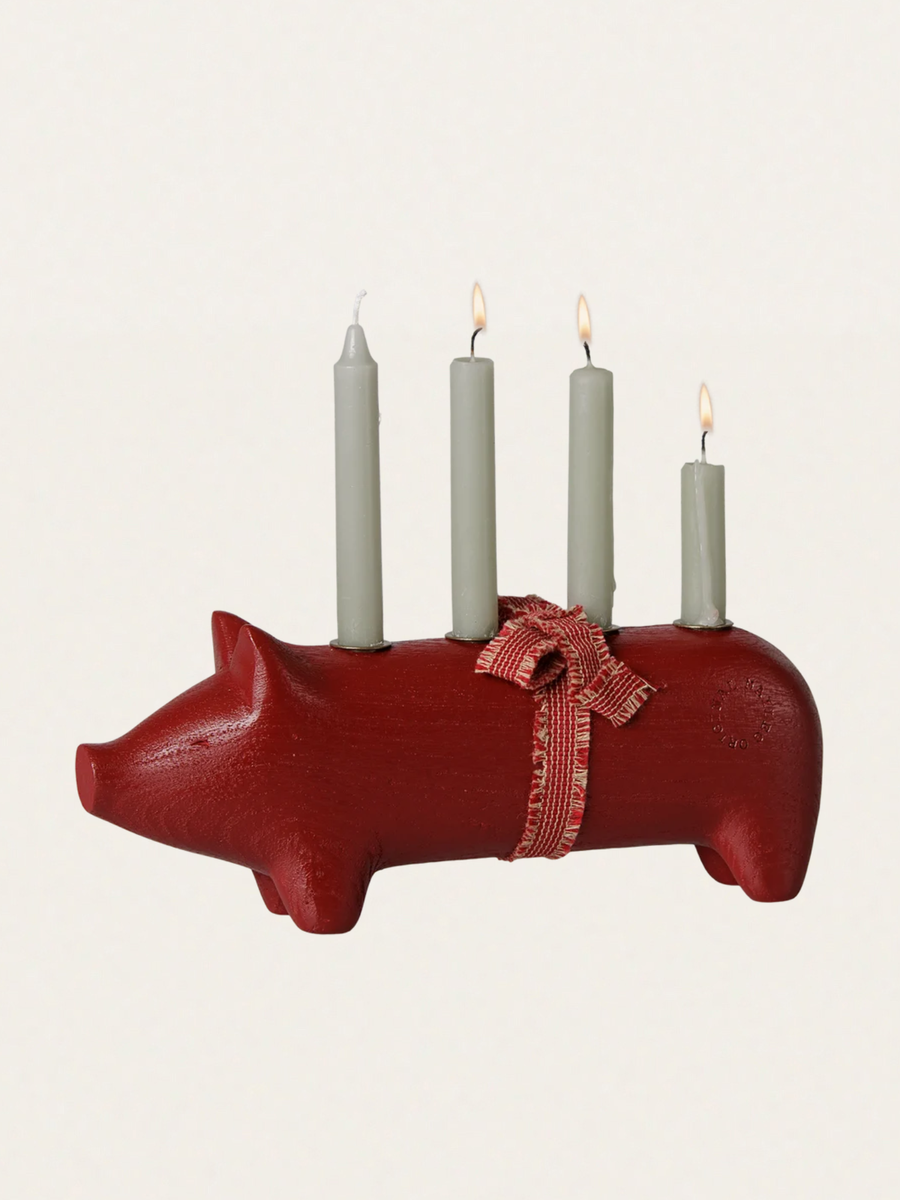 Świecznik bożonarodzeniowy - Pig Advent medium Red