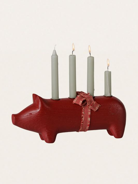 Świecznik bożonarodzeniowy - Pig Advent medium Red