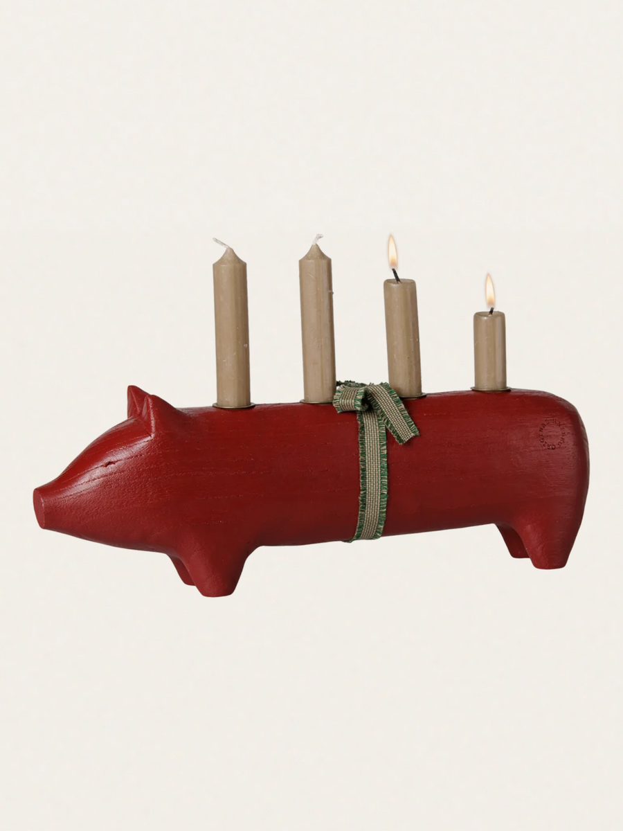 Świecznik bożonarodzeniowy - Pig Advent Big Red