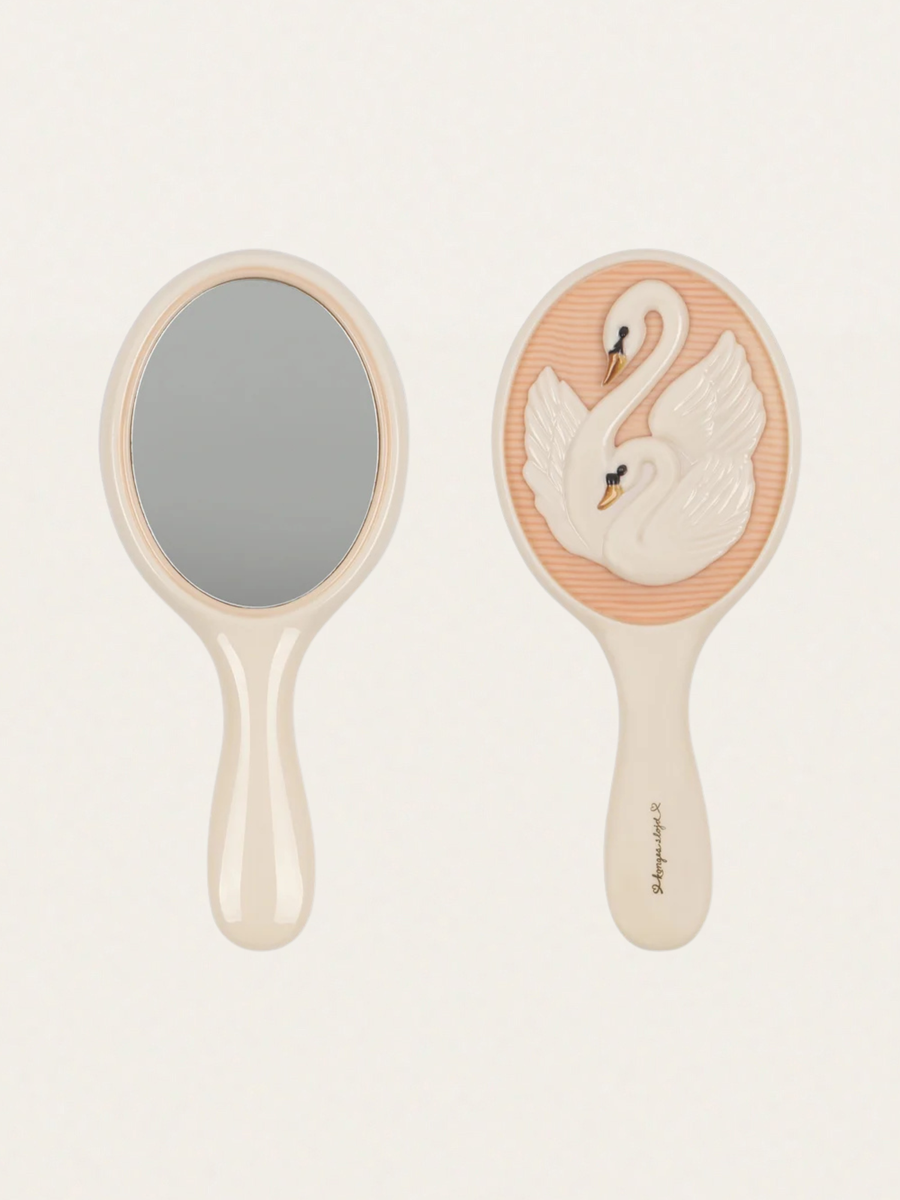 Szczotka do włosów i lusterko - Beauty set Swan