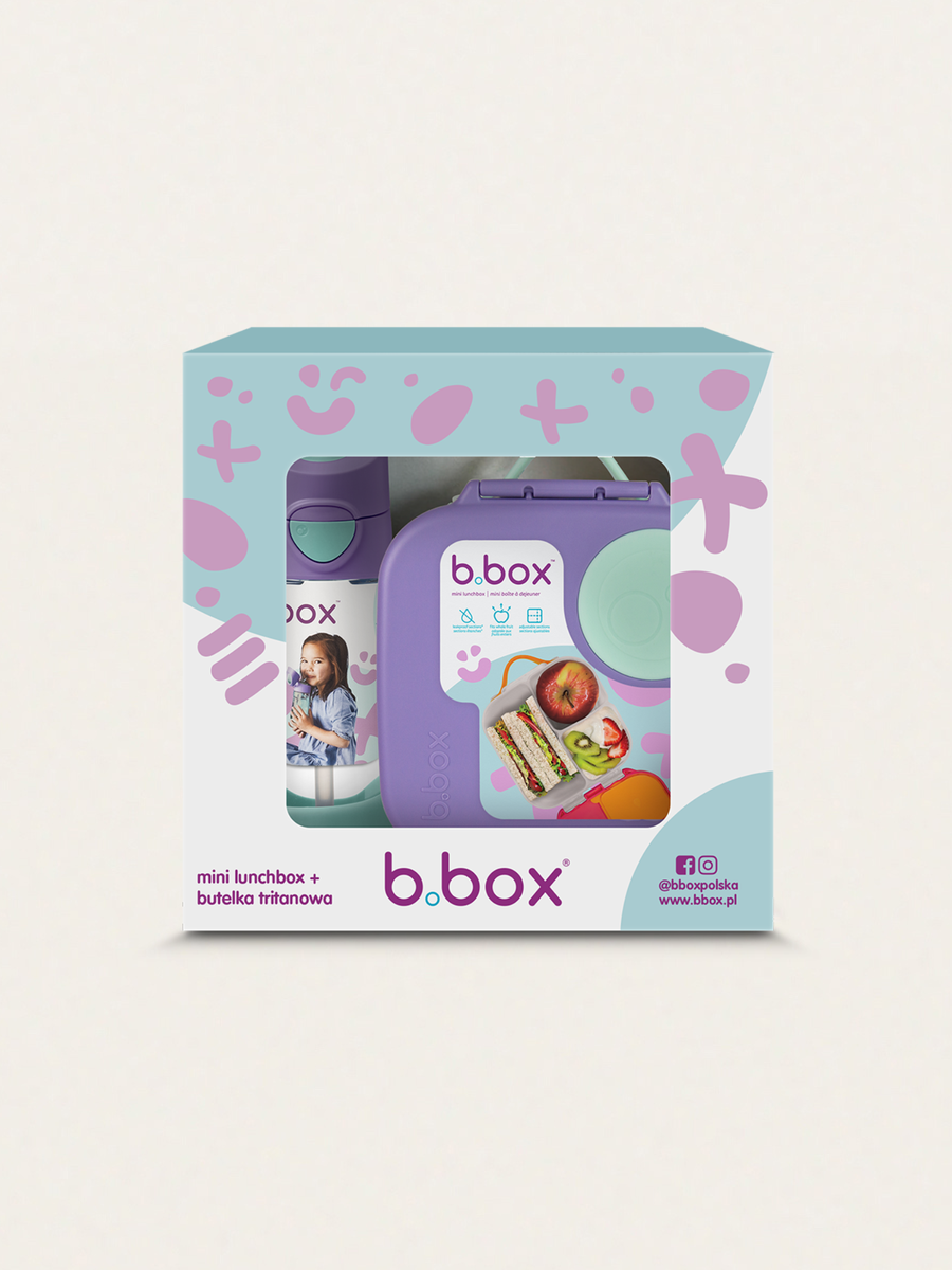 Zestaw mini lunchbox + butelka tritanowa ze słomką 450 ml