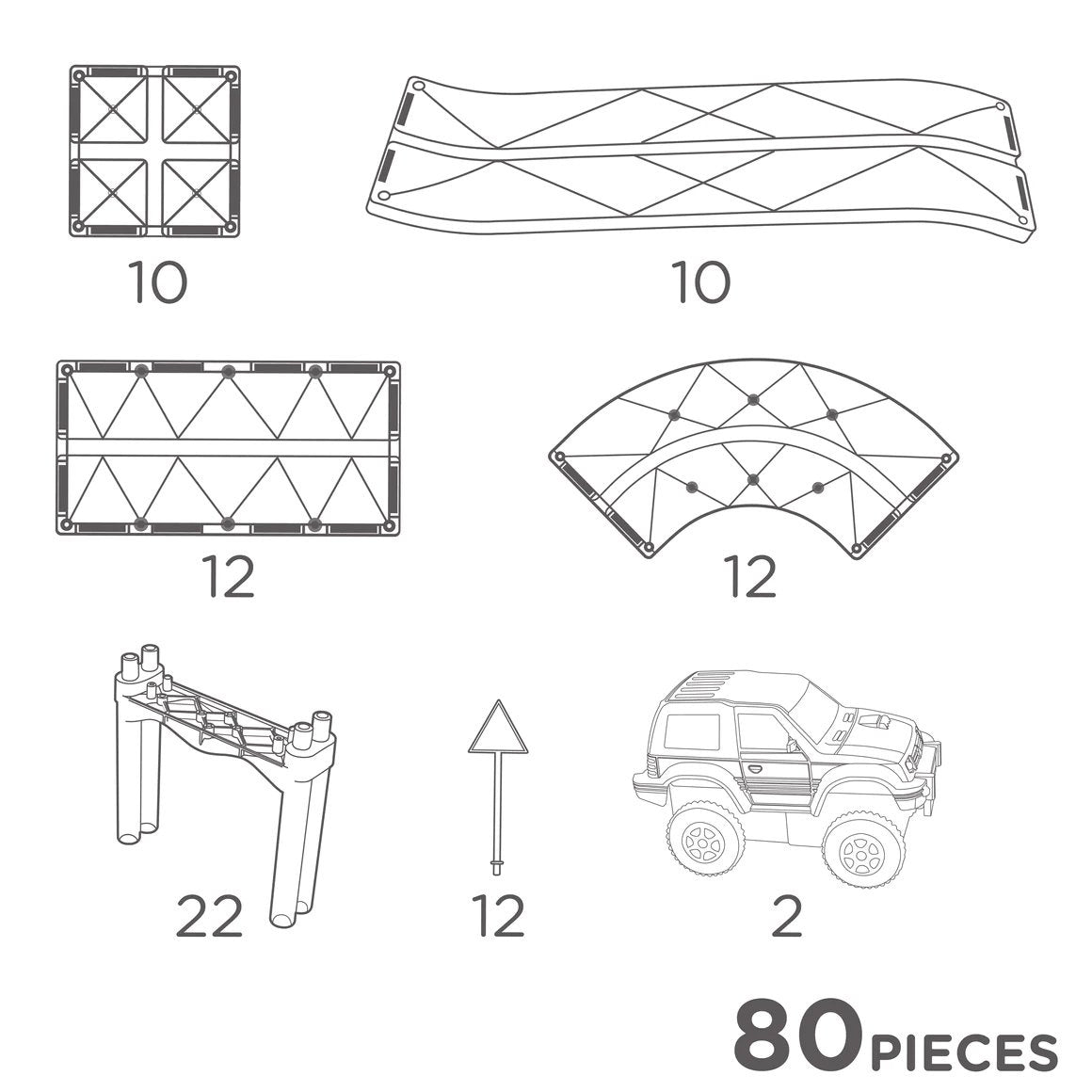 Klocki magnetyczne Cleverclixx - Large Race Track 80 el.