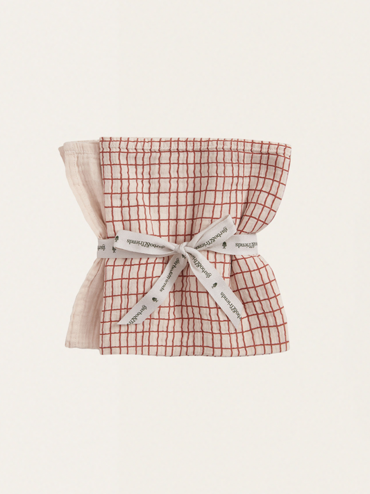 Pieluszki muślinowe Muslin Blanket Small Checks Rust