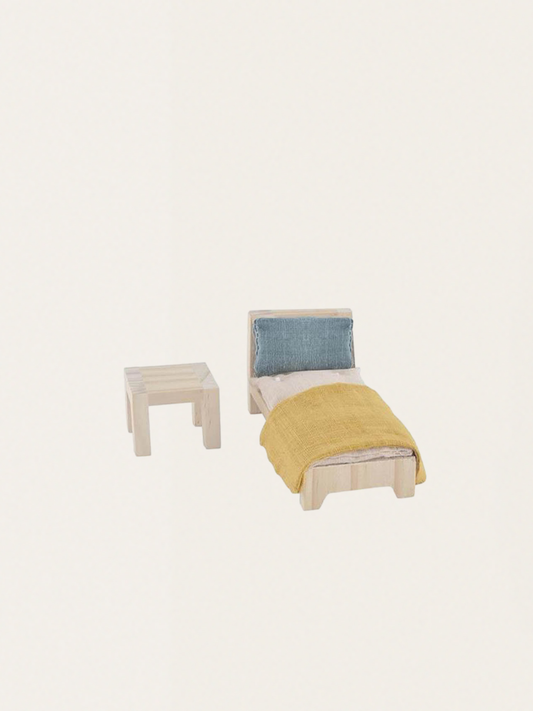 Drewniane mebelki dla lalek Single Bed Set