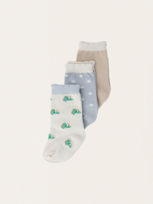 Zestaw bawełnianych skarpetek Frill Flower Socks - 3 szt.