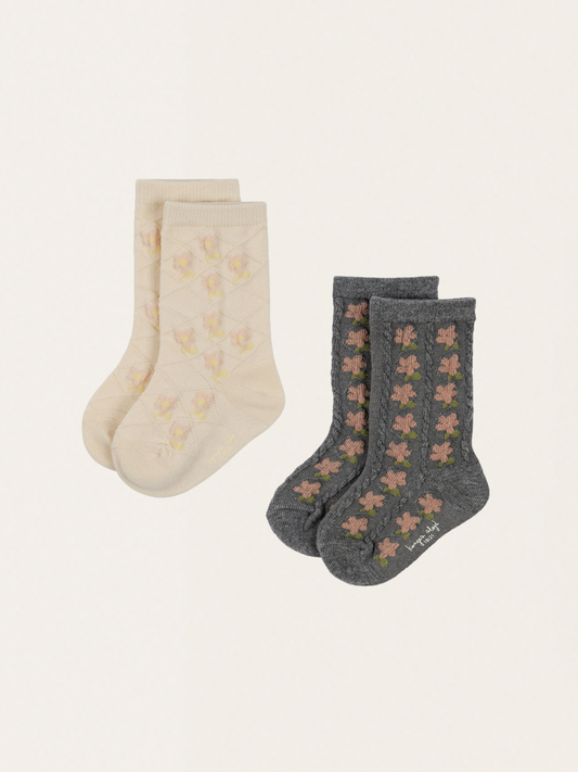 Skarpetki 2-pak Pointelle socks - Flower