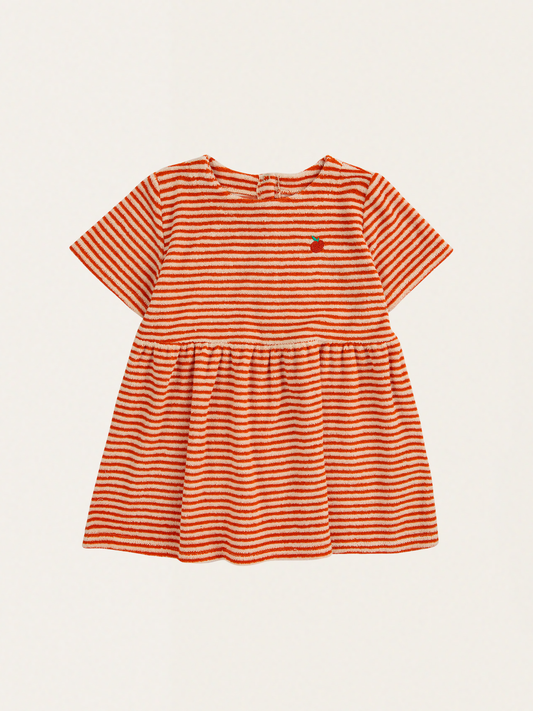 Sukienka z miękkiej frotte Baby Orange Stripes