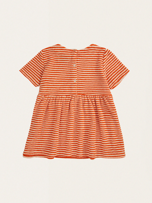 Sukienka z miękkiej frotte Baby Orange Stripes