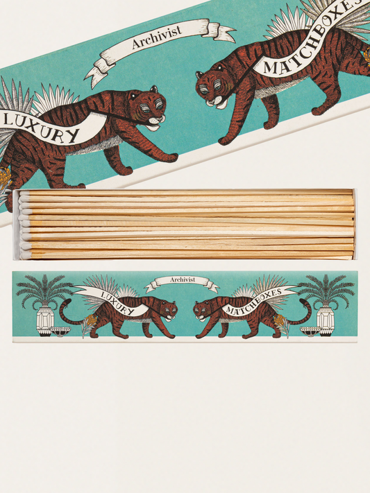 Długie zapałki w eleganckim pudełku vintage - Long Tiger