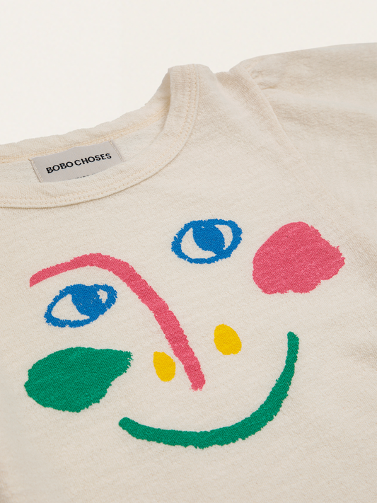 Bawełniany t-shirt z bufiastymi rękawami Kids Smiling mask