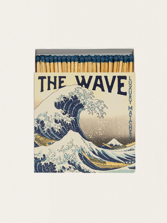 Zapałki w eleganckim pudełku vintage - Hokusai Wave