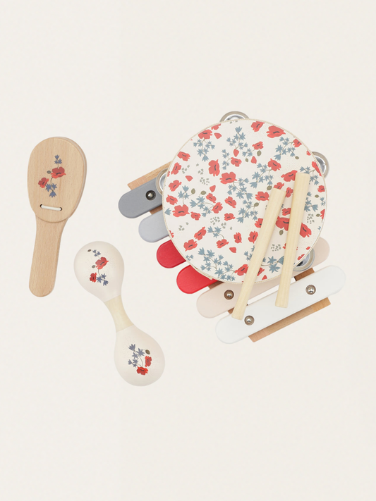 Zestaw drewnianych instrumentów w walizce